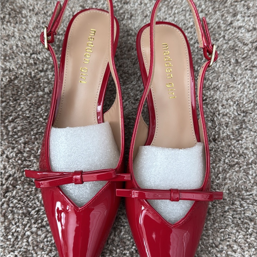 Madden Girl Red Slingback kitten heels